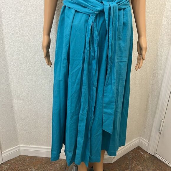 ANNE KLEIN Vera Tie Front Dress Calypso Turquoise Blue Sz 1X VNeck Sleeveless - Picture 12 of 15